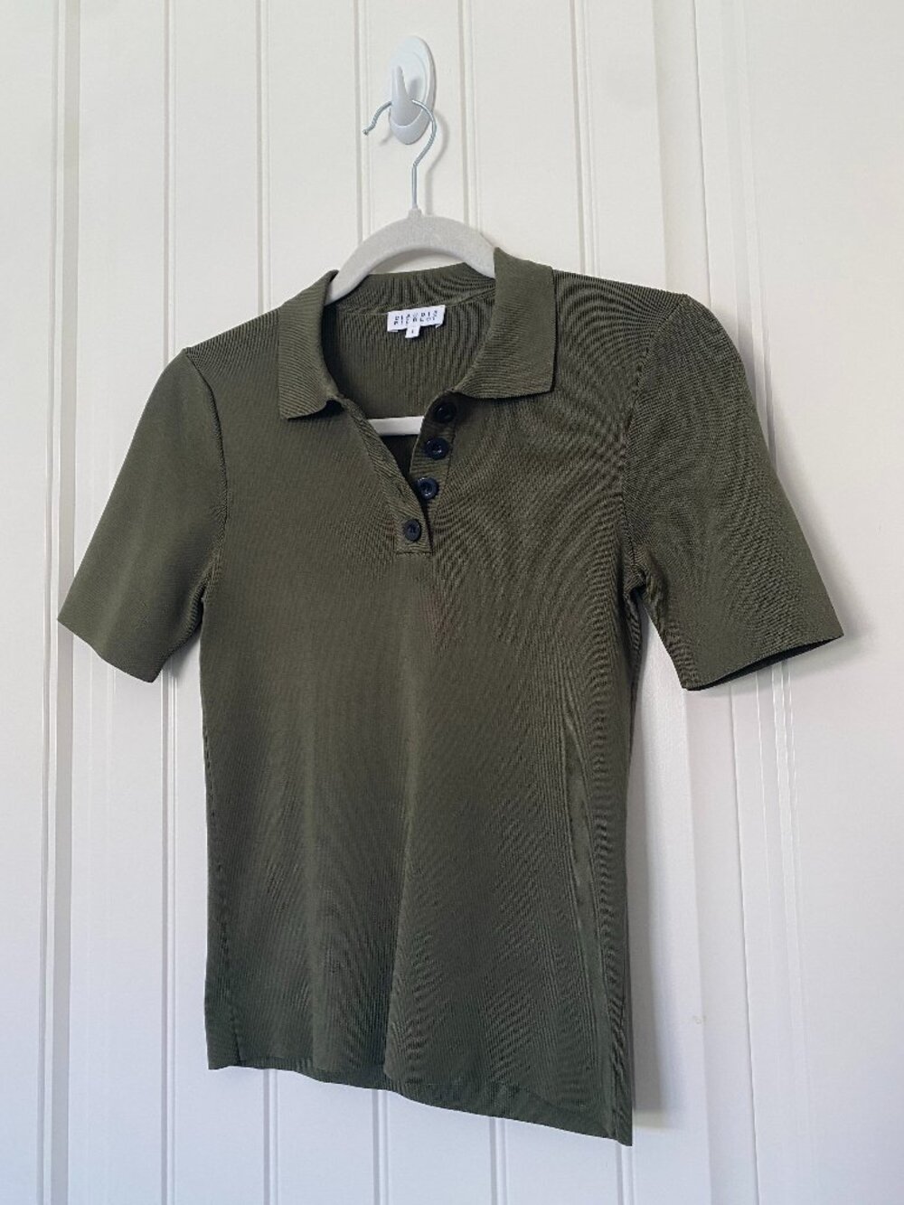 Claudie Pierlot | Fitted Polo-Collar Top in Military